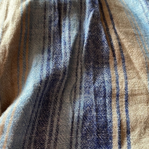 NWOT Dash Blue Stripes Linen Blend Wide Leg Pants W/Pockets Size Medium - Picture 7 of 7